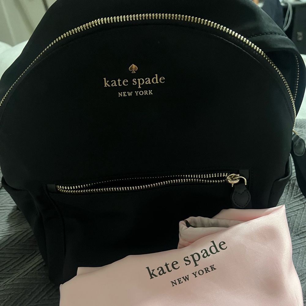 Kate Spade Black Backpack with Gold Accents
